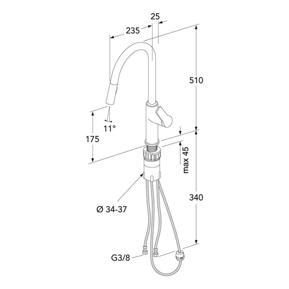Eldhústæki Gustavsberg Epic Matt Svart útdraganlegur stútur