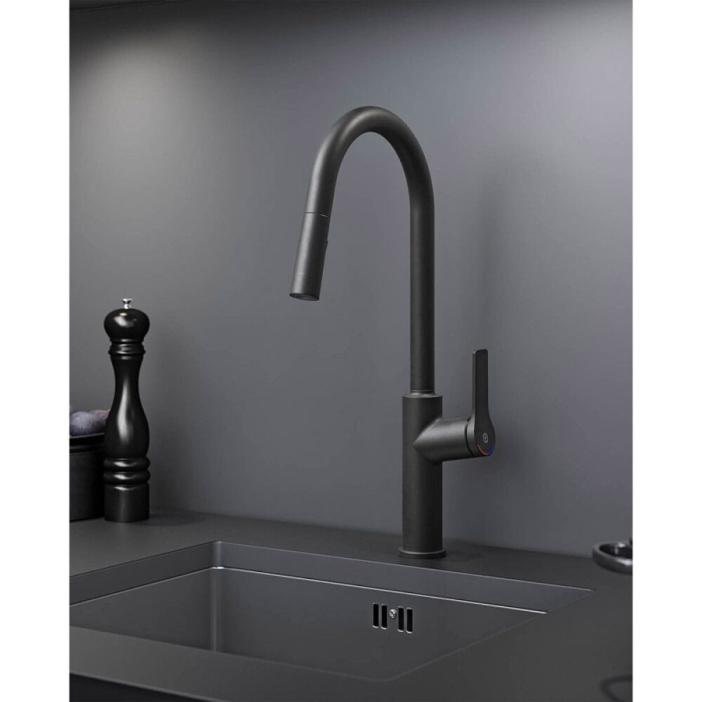 Eldhústæki Gustavsberg Epic Matt Svart útdraganlegur stútur