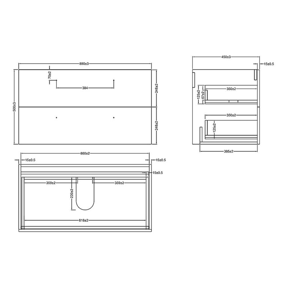Handlaugarskápur Camden 90cm matt svartur
