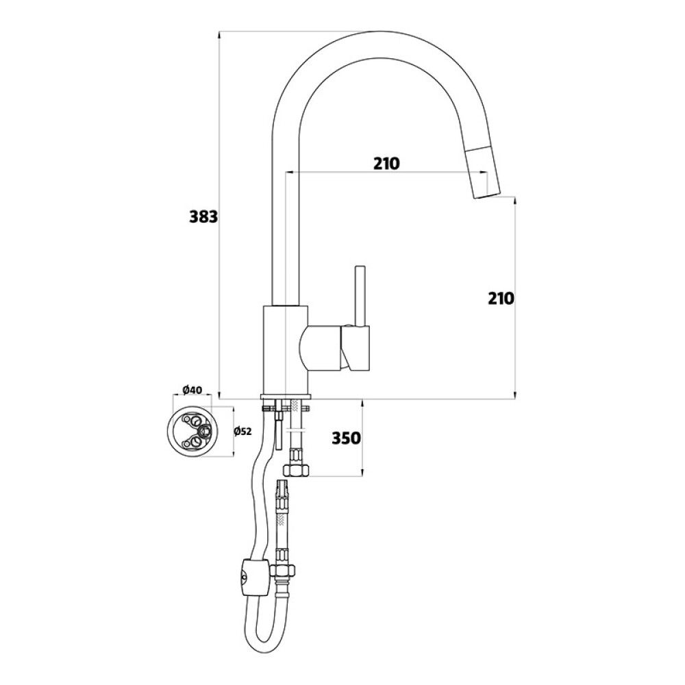 Eldhústæki útdraganlegt Camargue Bora matt svart