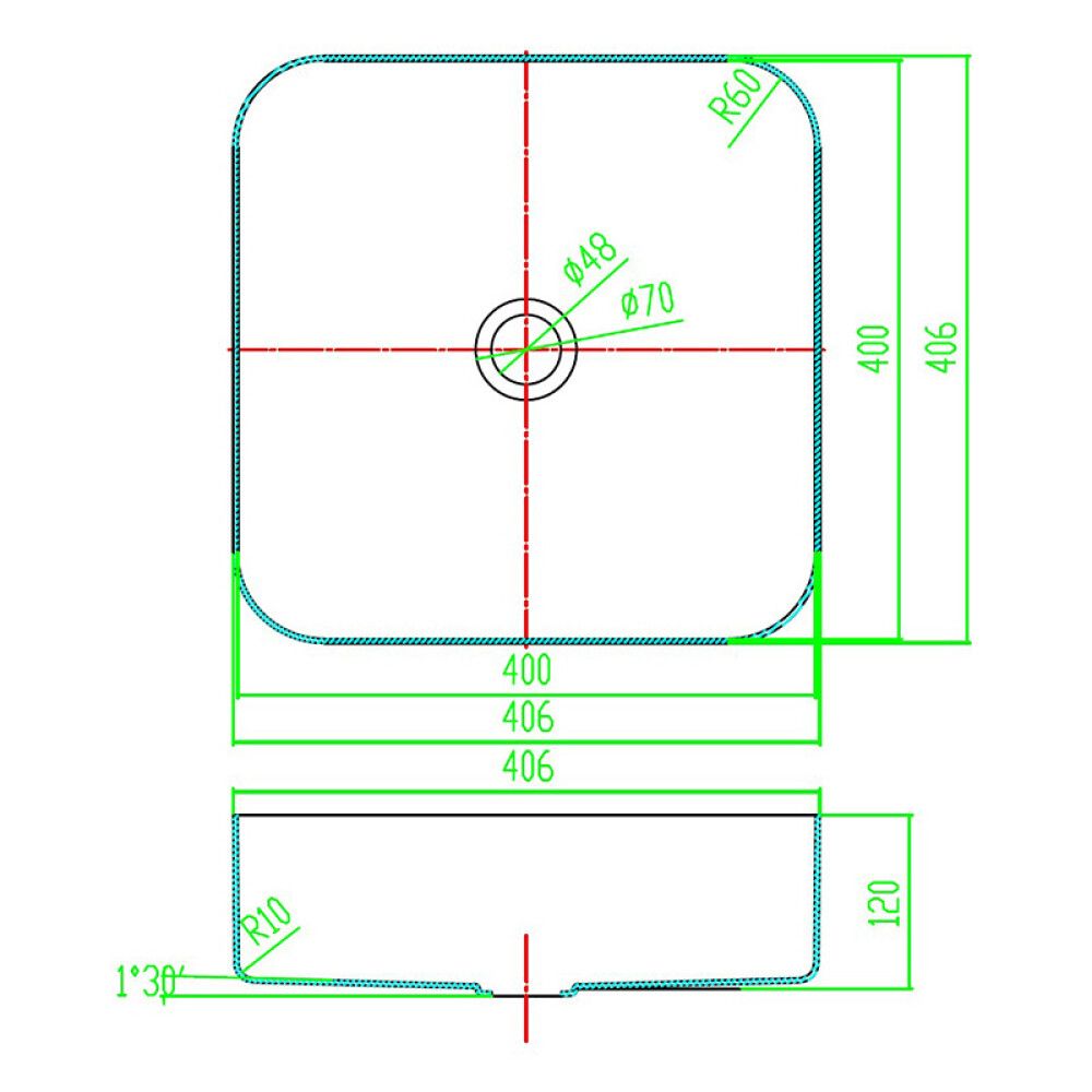 Handlaug 40x40 cm Camargue Lidingö matt svört