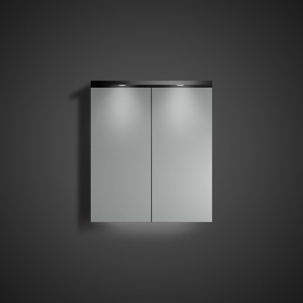 Speglaskápur rúnaður matt svartur 60x70 Skärgård