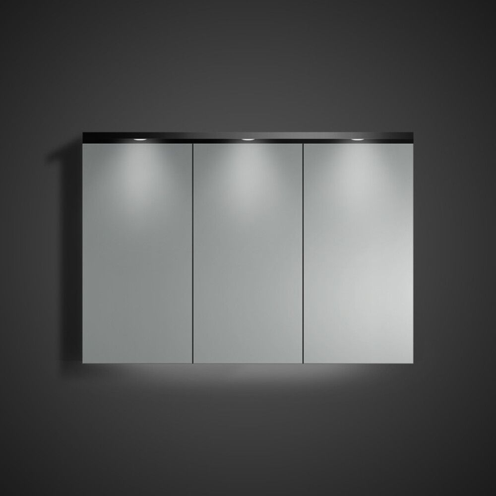 Speglaskápur rúnaður matt svartur 100x70 Skärgård