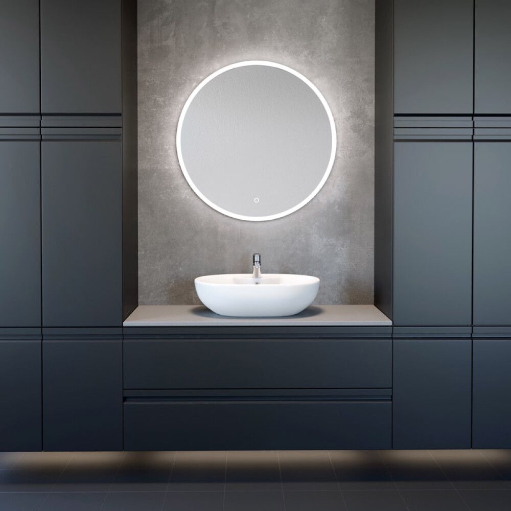 Spegill hringlaga LED rammi 80 cm Skärgård