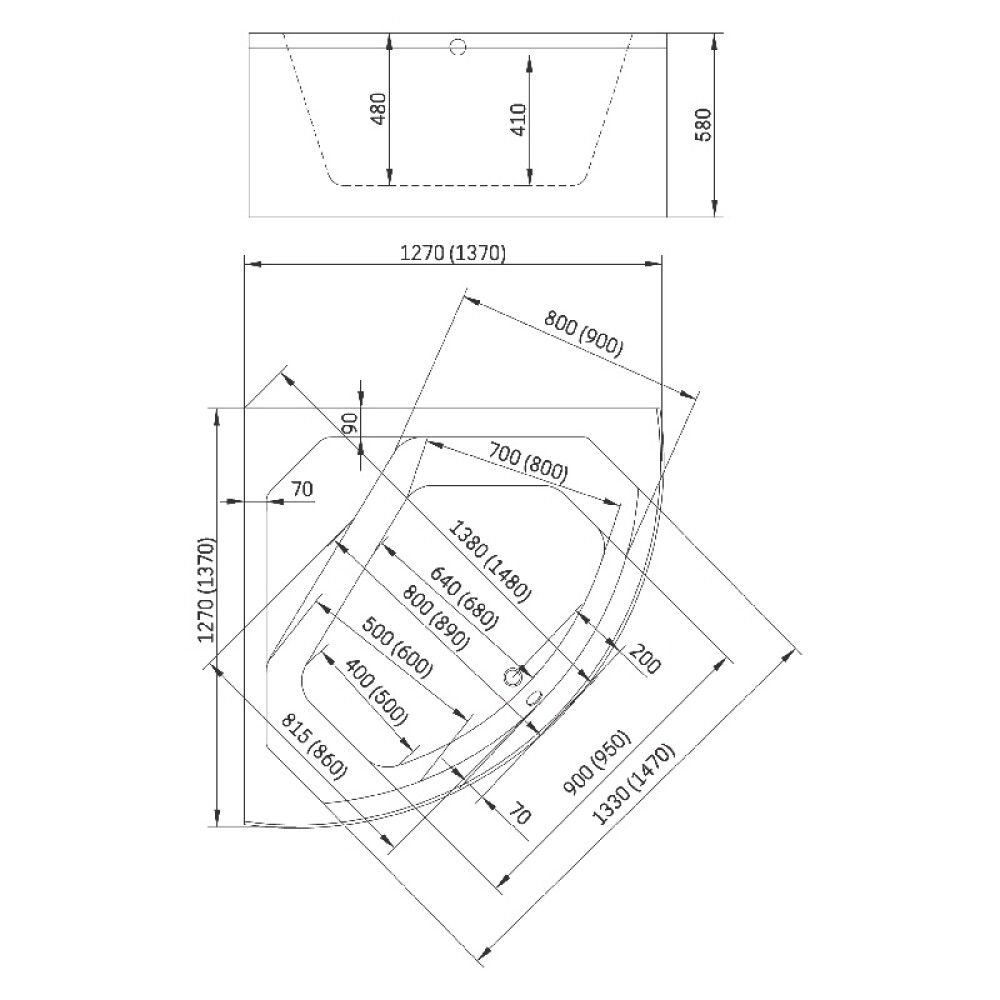 Baðkar frístandandi Camargue Uppland Clean 140x140x58 cm