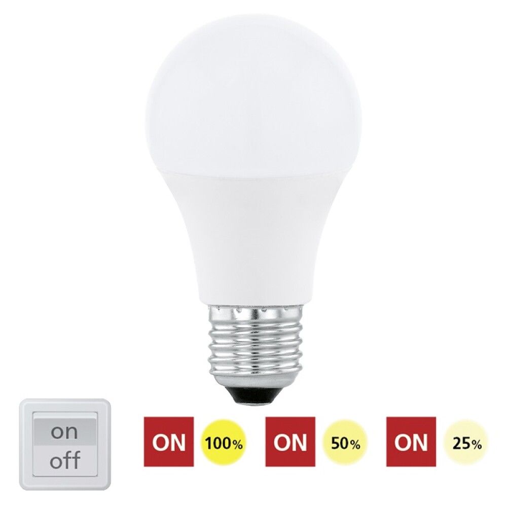 Ljósapera LED E27 innbyggður dimmer 8,5W Ø60 mm