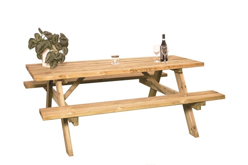 Garðborð og bekkur 177x155x70 cm NSH