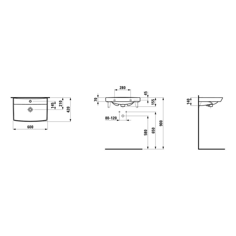 Handlaug 60x42 cm Laufen Pro-N
