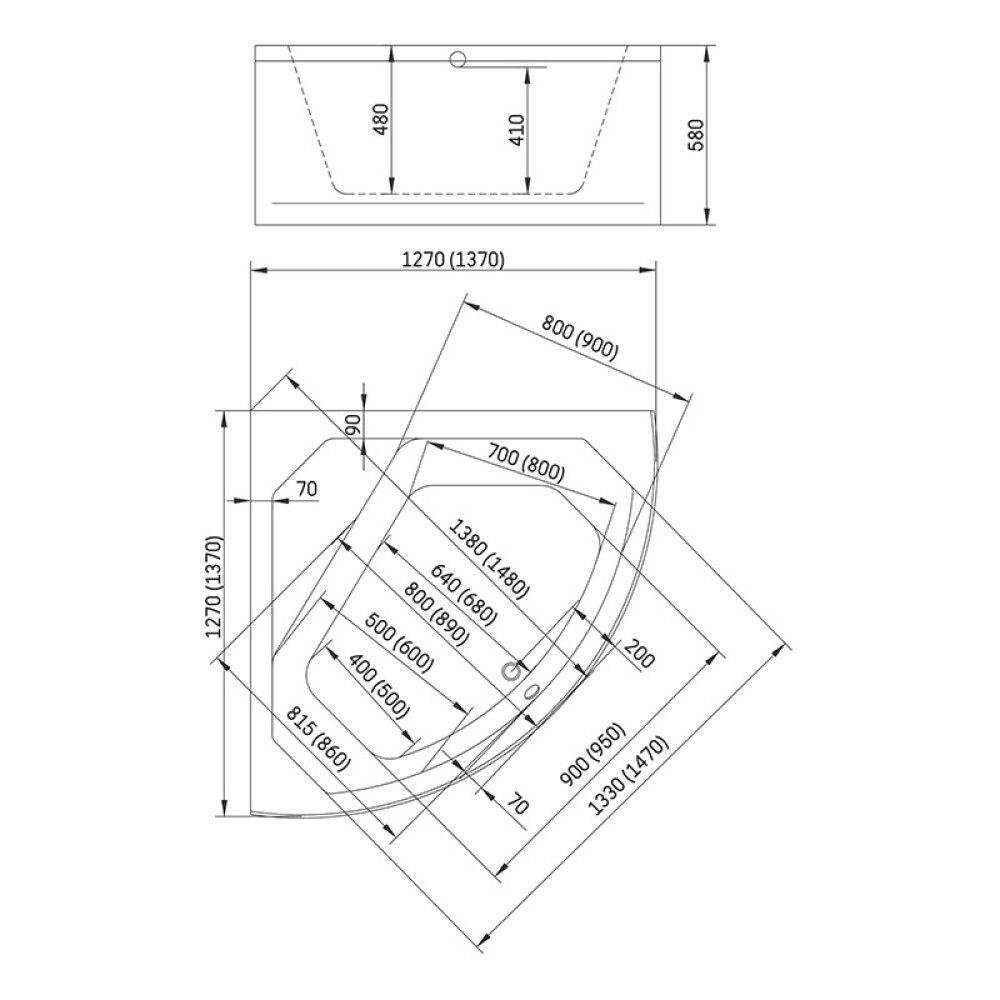 Baðkar frístandandi Camargue Uppland Clean 140x140x58 cm