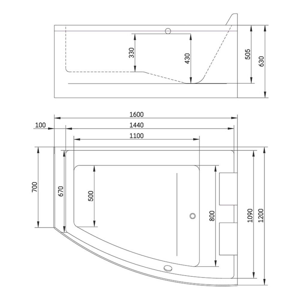 Baðkar frístandandi Värmland Clean hægri 160x120x65 cm