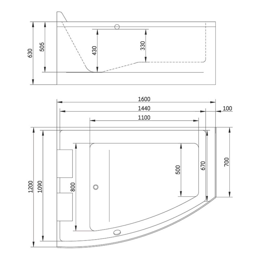 Baðkar Värmland Clean Camargue 160x120x65cm