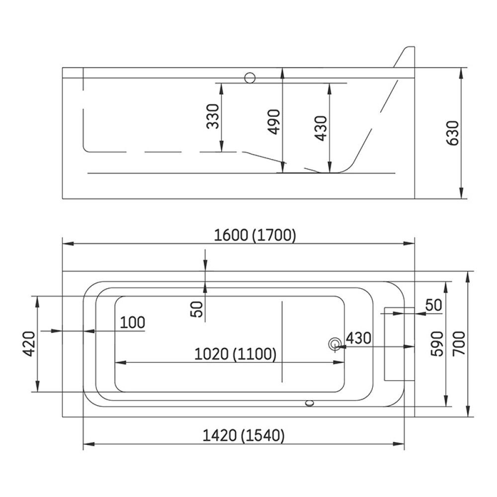 Baðkar frístandandi Camargue Skaraborg Clean 170x70x65 cm