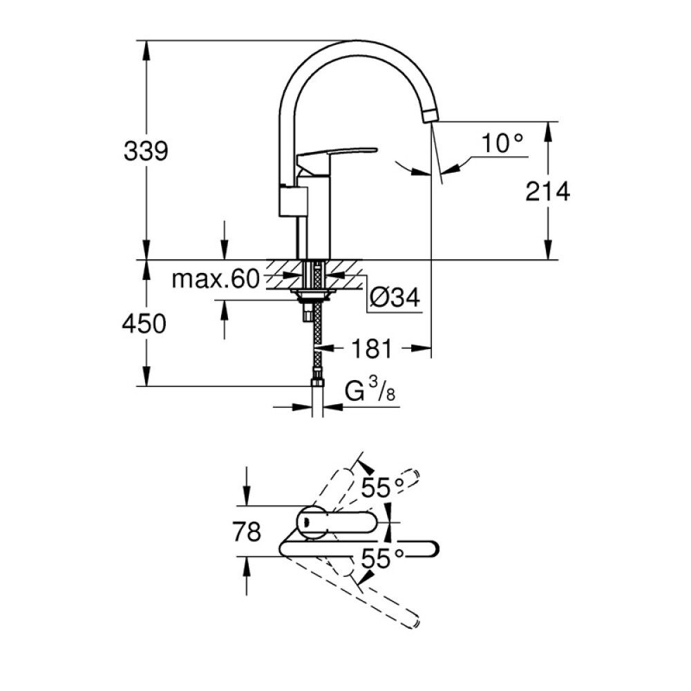 Eldhústæk Grohe Wave Cosmopolitan Króm