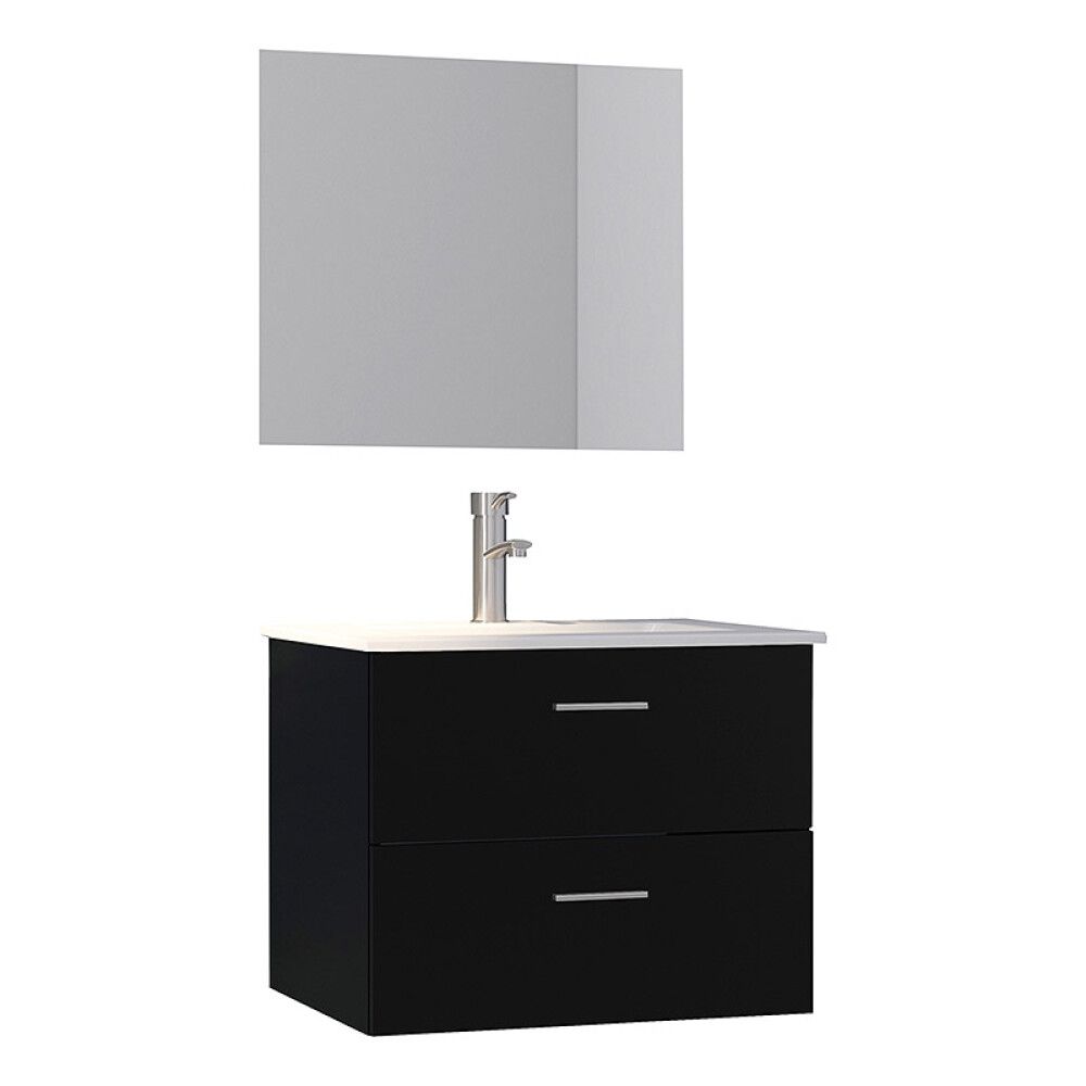 Baðinnrétting með handlaug 60cm Nortiq Bergamo svört