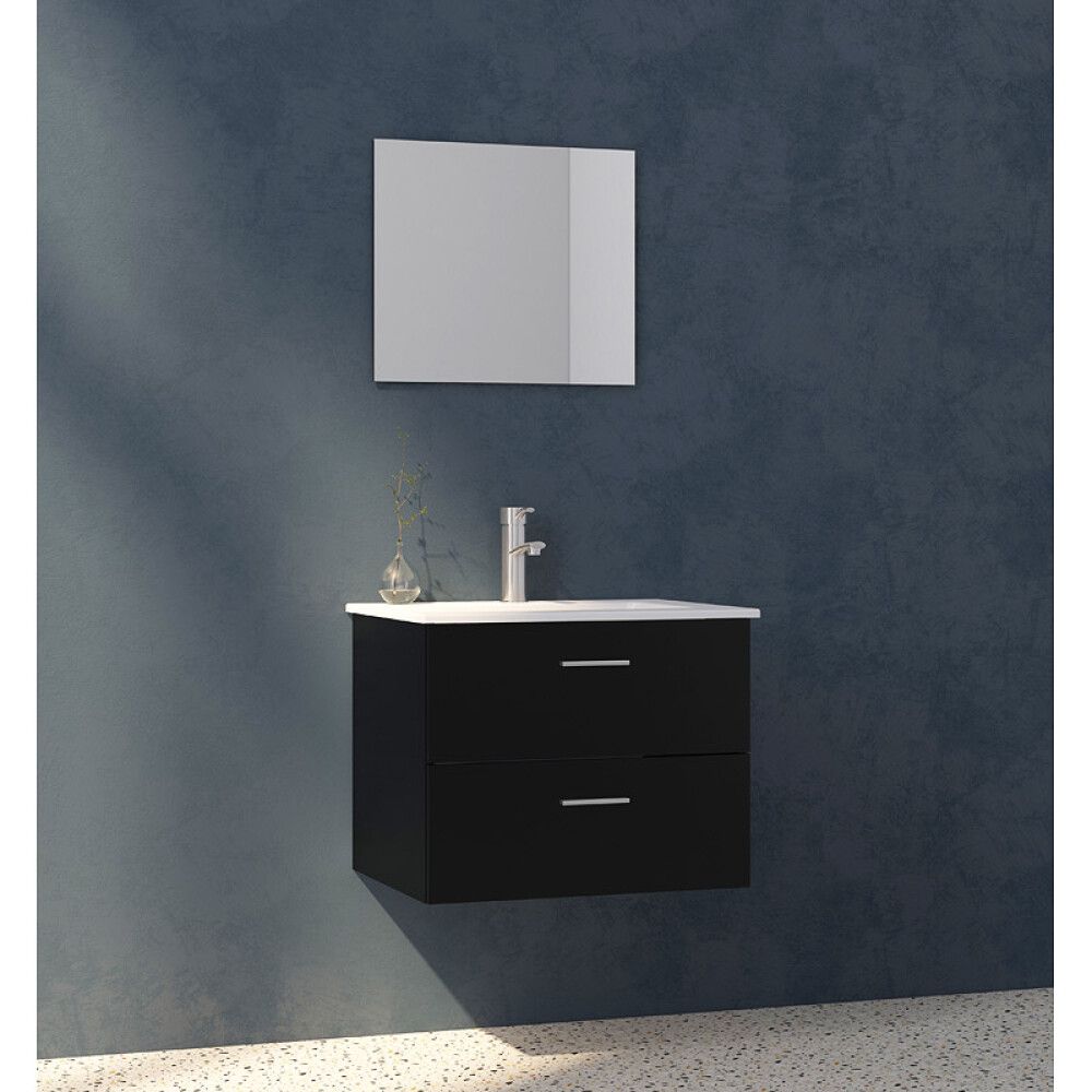 Baðinnrétting með handlaug 60cm Nortiq Bergamo svört