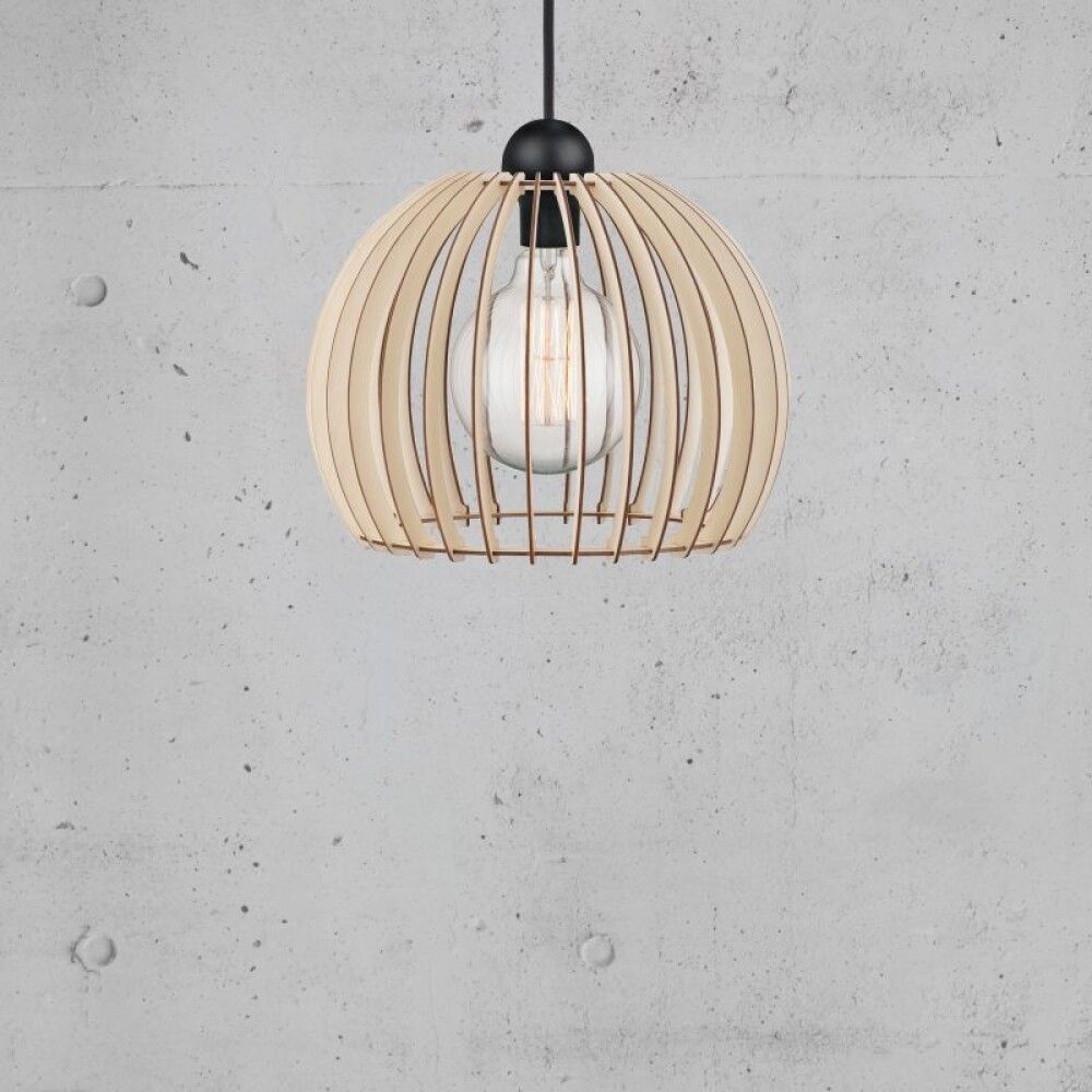 Hangandi ljós E27 Chino viður Ø30 cm