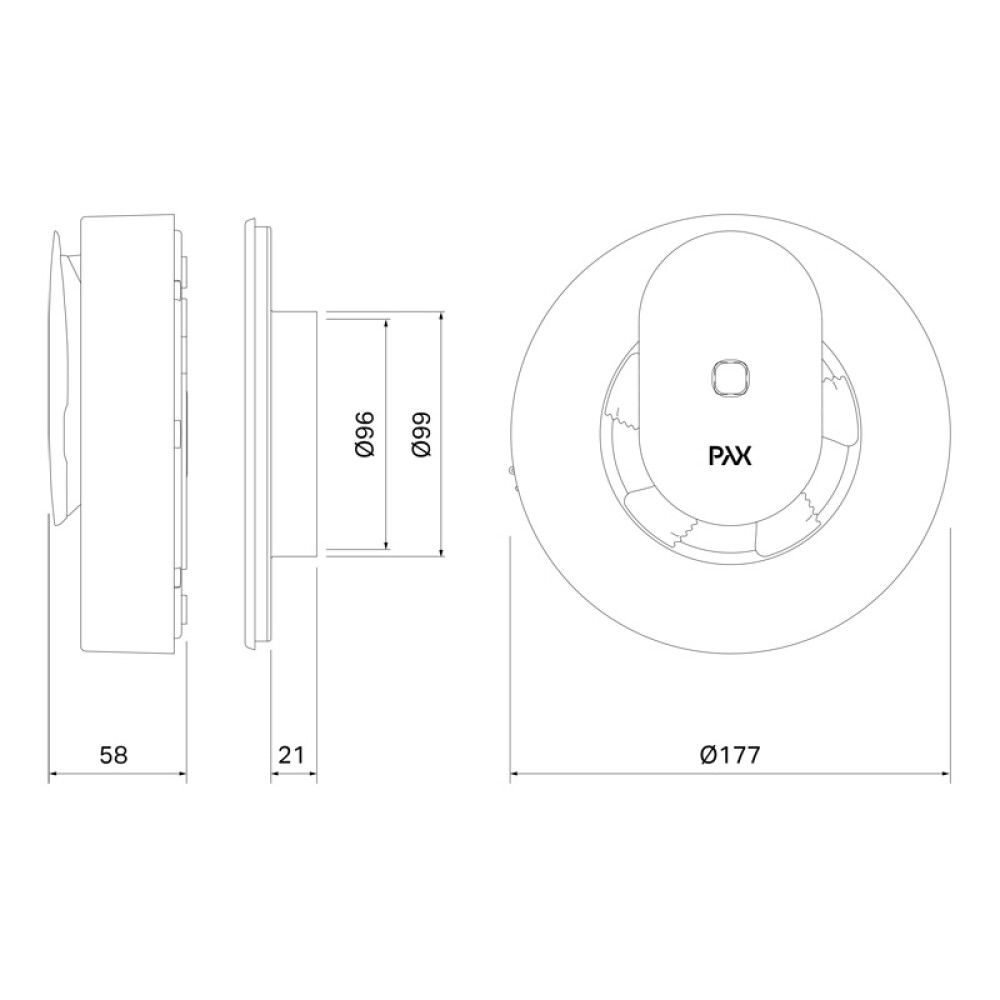 Baðvifta app stýring Ø100mm PAX Calima Fresh