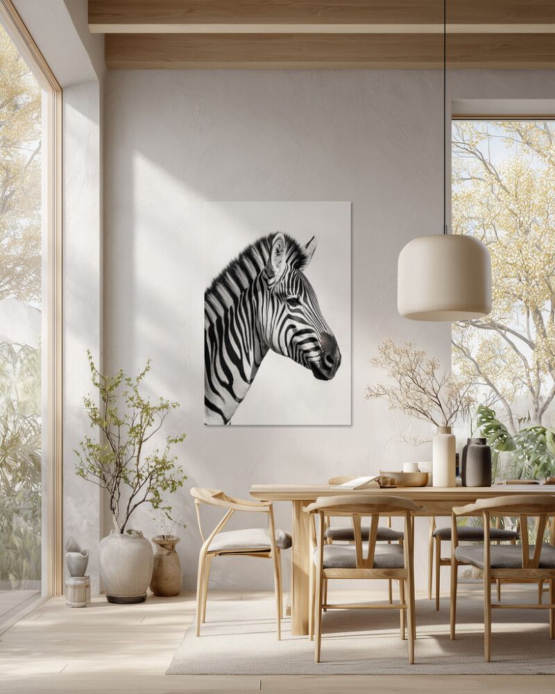 Hljóðvistarmynd sebrahestur svarthvítur 800x1220x20 mm InEx