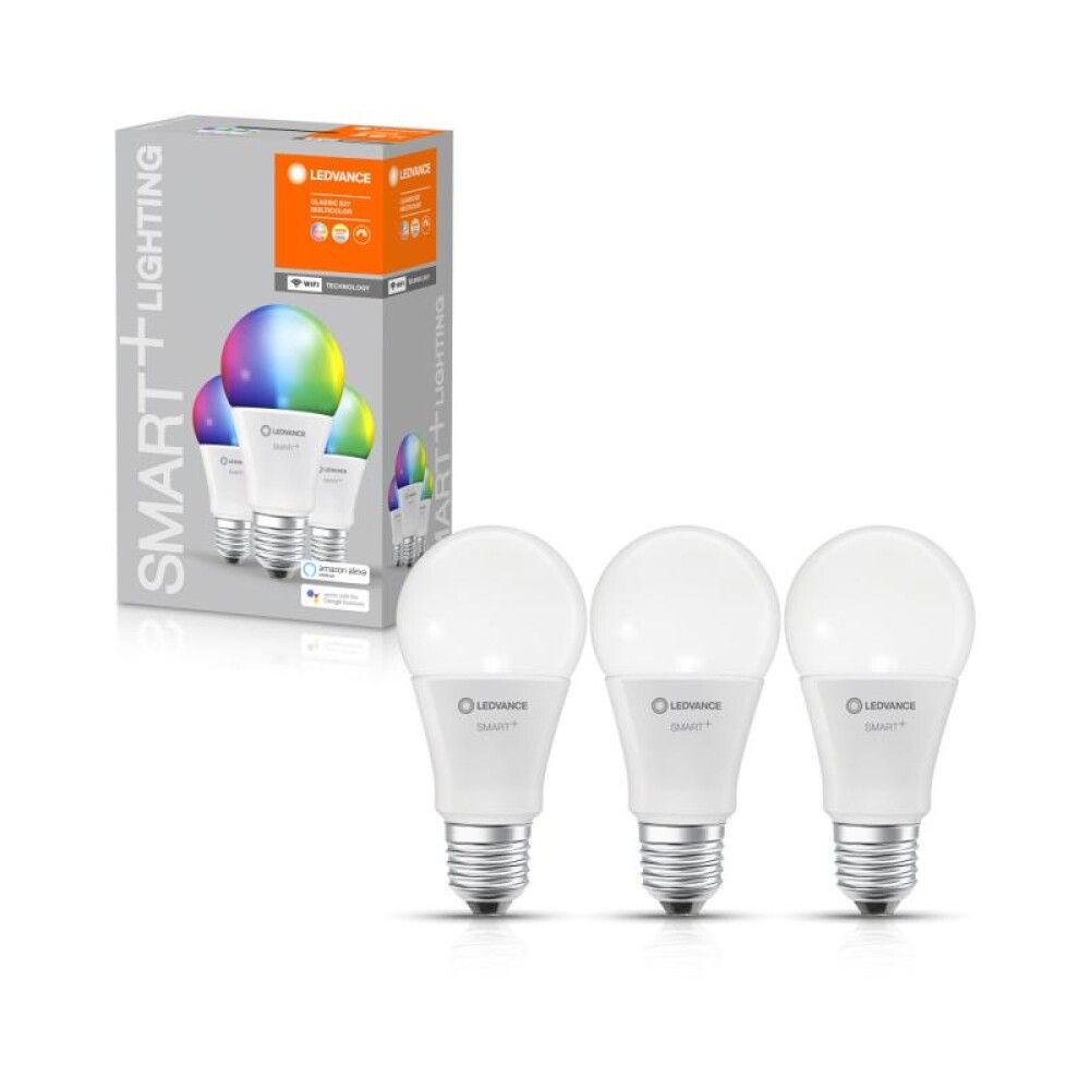 Snjallpera 3 stk LED E27 RGBW Ledvance Smart+ 9W Ø60 mm