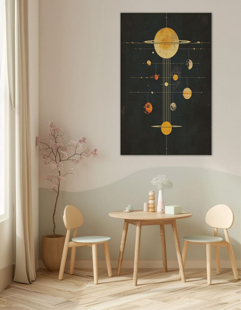 Hljóðvistarmynd sólkerfi dökk 800x1220x20 mm InEx