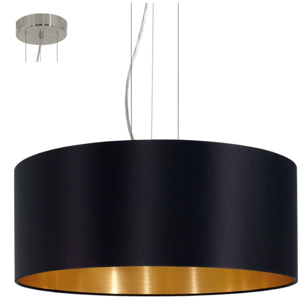 Hangandi ljós E27 Maserlo Ø53cm svart/gyllt