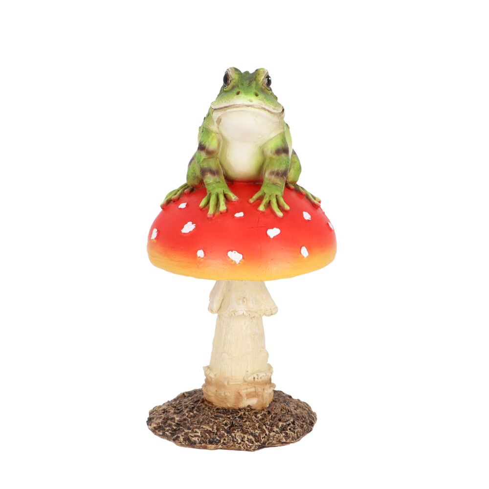 Stytta rauður sveppur með frosk 24cm Garden Life