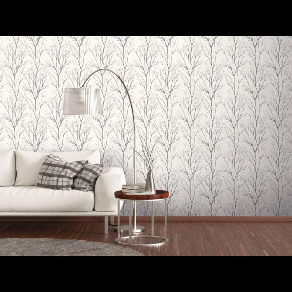 Veggfóður Blooming 10,05x0,53m hvítt