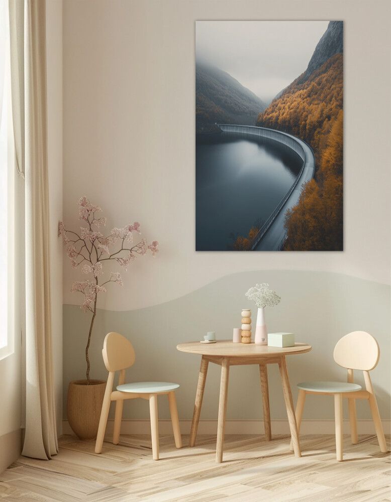 Hljóðvistarmynd landslag vatn skógur 800x1220x20 mm InEx