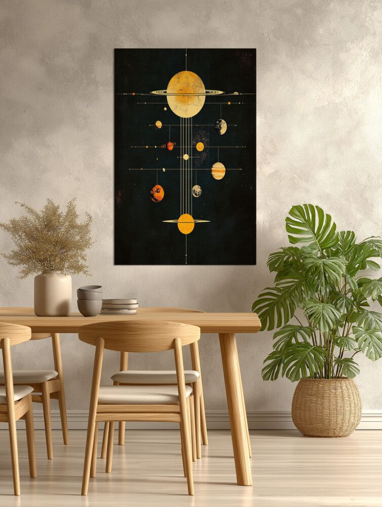 Hljóðvistarmynd sólkerfi dökk 800x1220x20 mm InEx