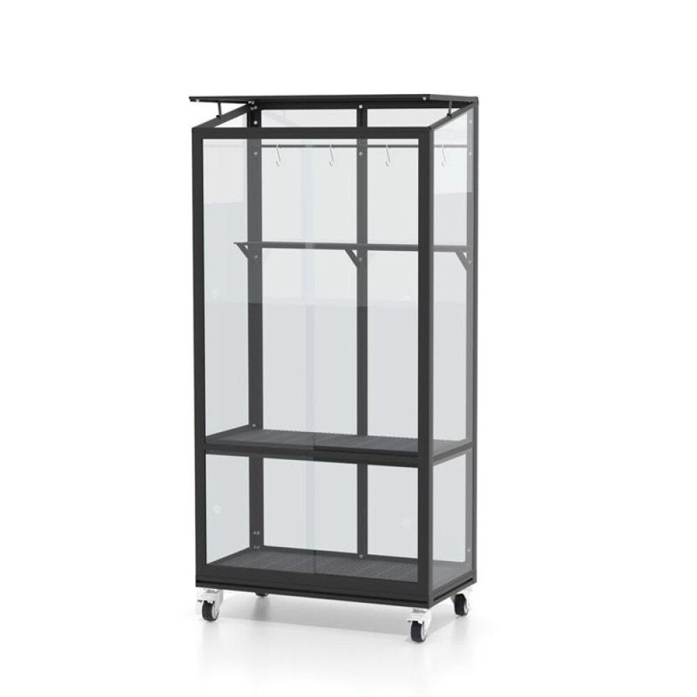 Gróðurhús á hjólum Urban svart 3mm gler