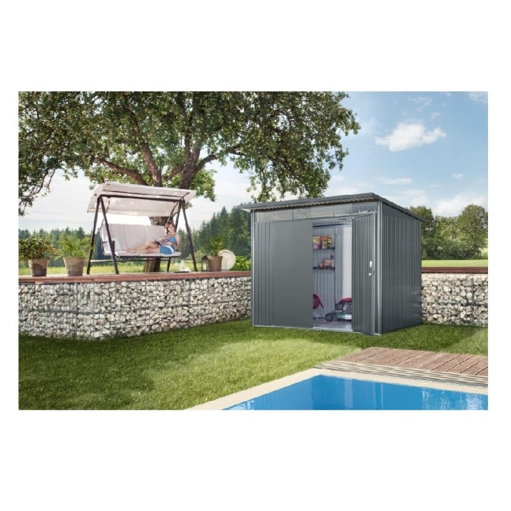 Geymsluskúr 5,34m² Avantgarde A6 kvartsgrár einföld hurð