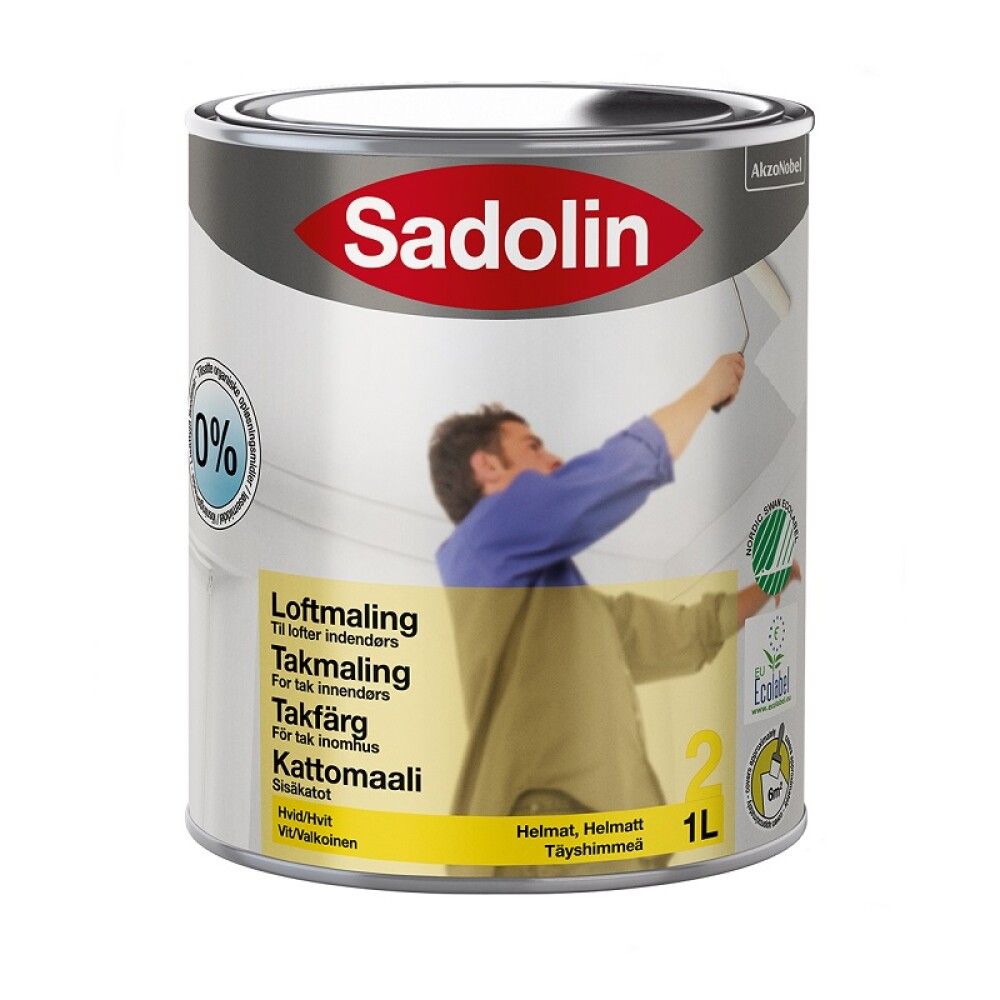 Loftmálning hvítur helmatt 1L Sadolin