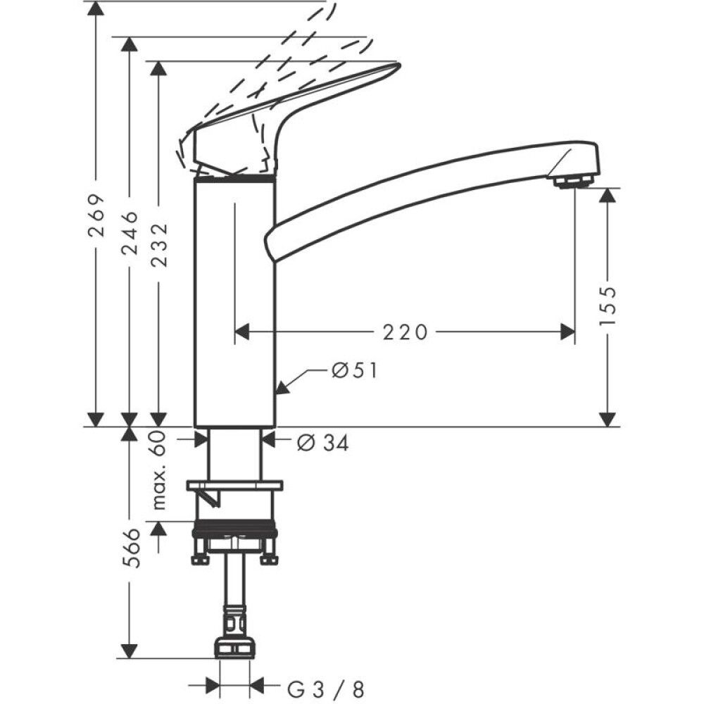 Eldhústæki Hansgrohe MySport M Króm