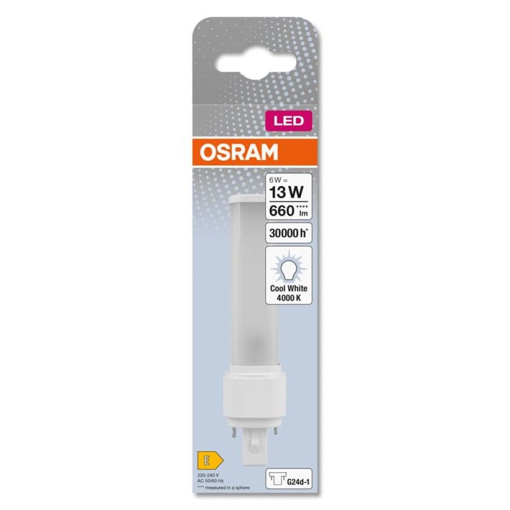 Ljósapera LED G24D-1 4000K Osram 6W Ø3,5 mm