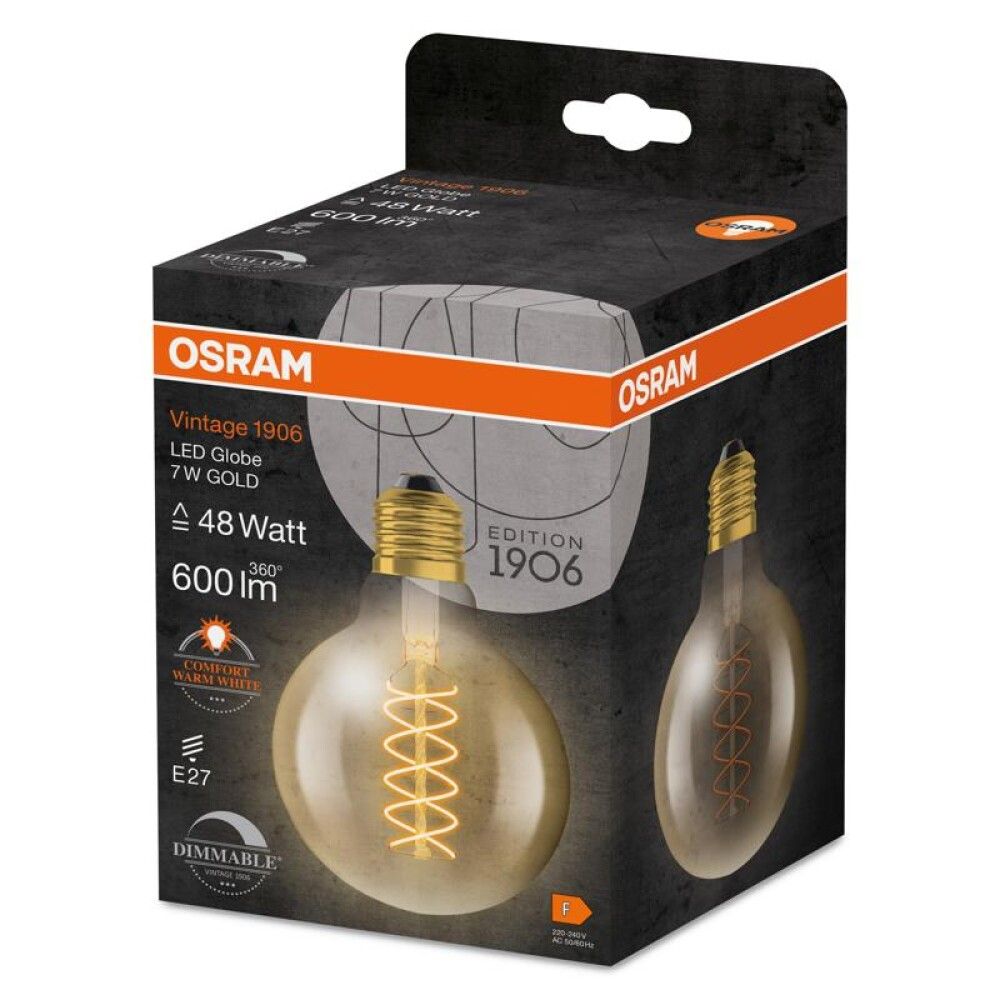 Skrautpera LED E27 2200K Osram 7W Ø9,5 mm
