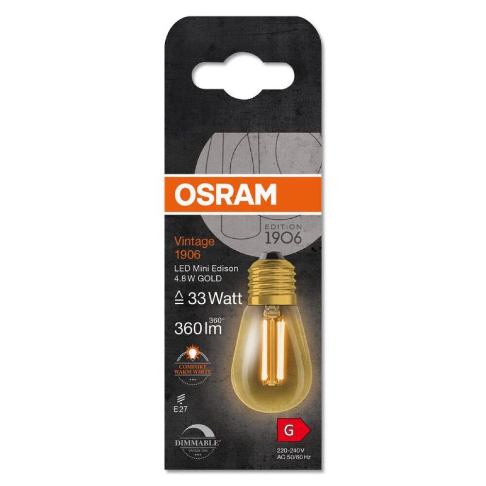 Skrautpera LED E27 2200K Osram 4,8W Ø4,5 mm