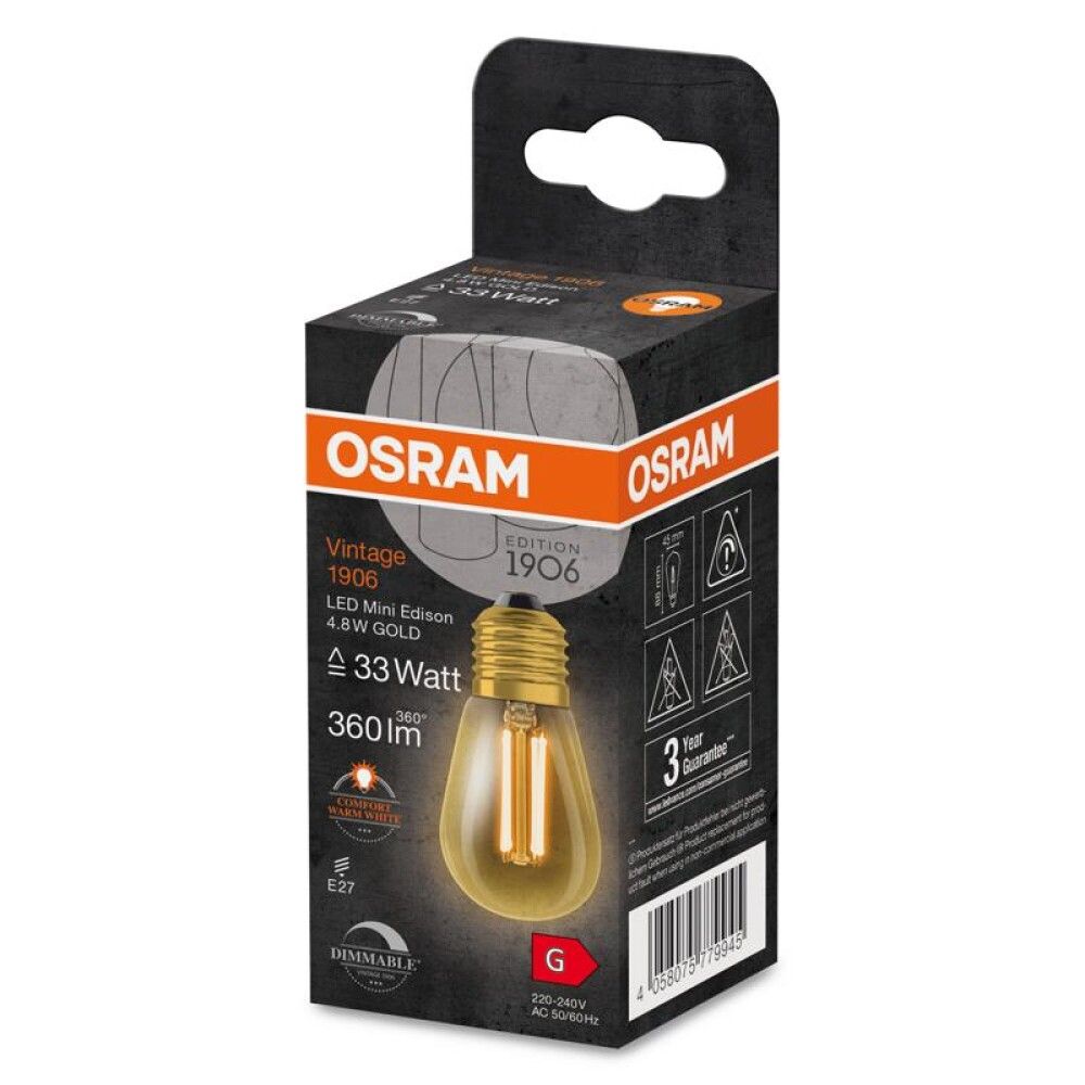 Skrautpera LED E27 2200K Osram 4,8W Ø4,5 mm