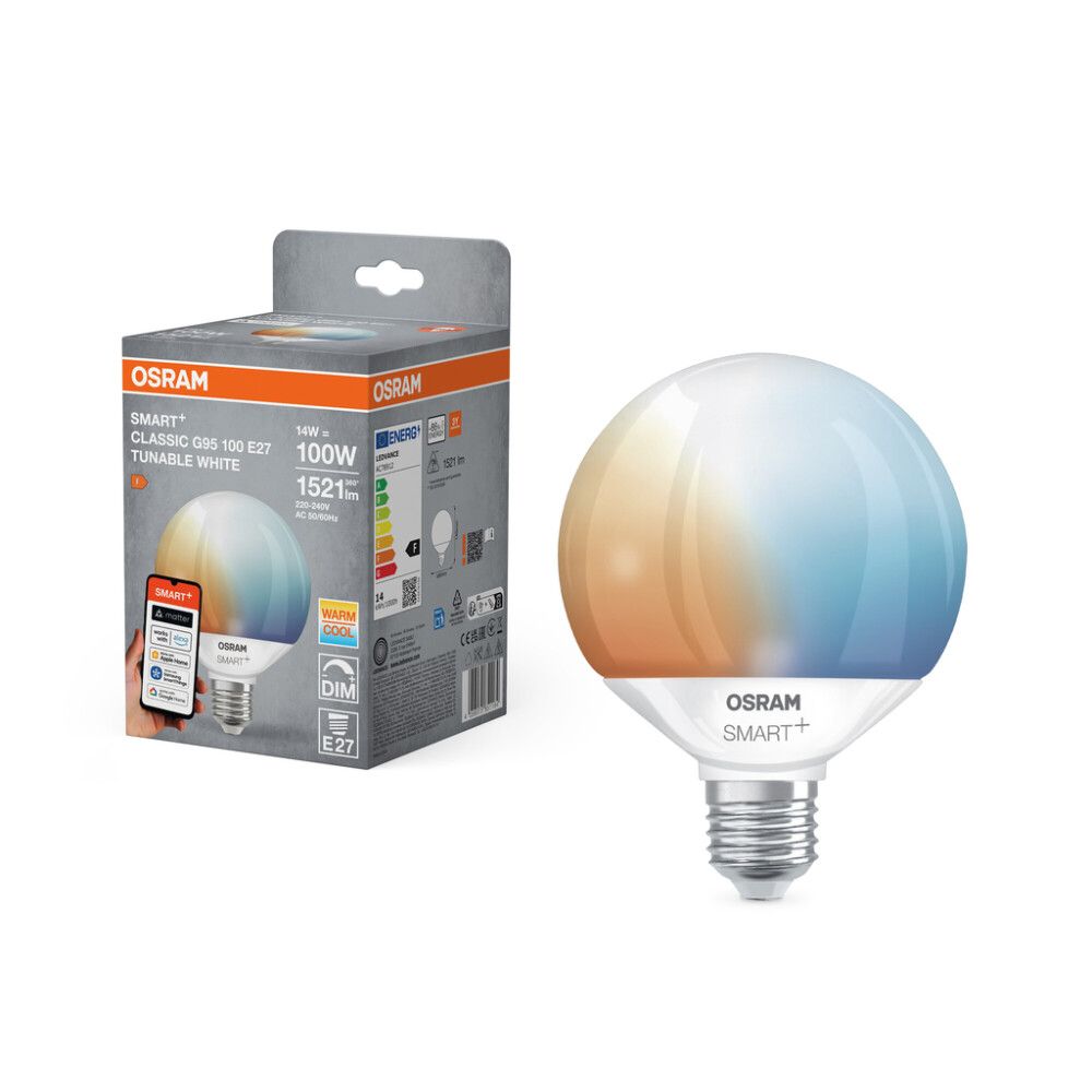 Snjallpera LED E27 WiFi 2700-6500K Smart+ 14W Ø95mm