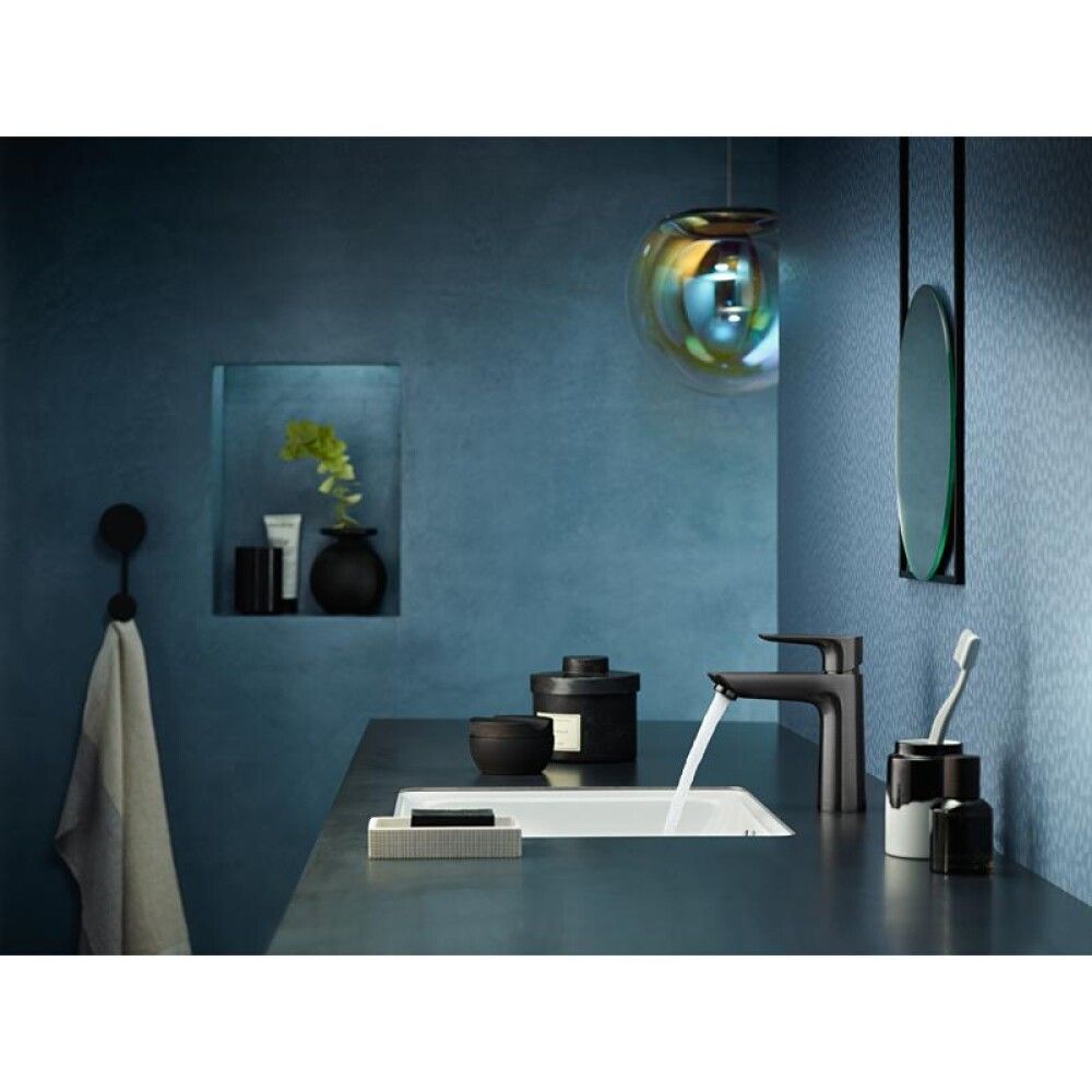 Handlaugartæki Hansgrohe Talis E110 Svart með botnventil