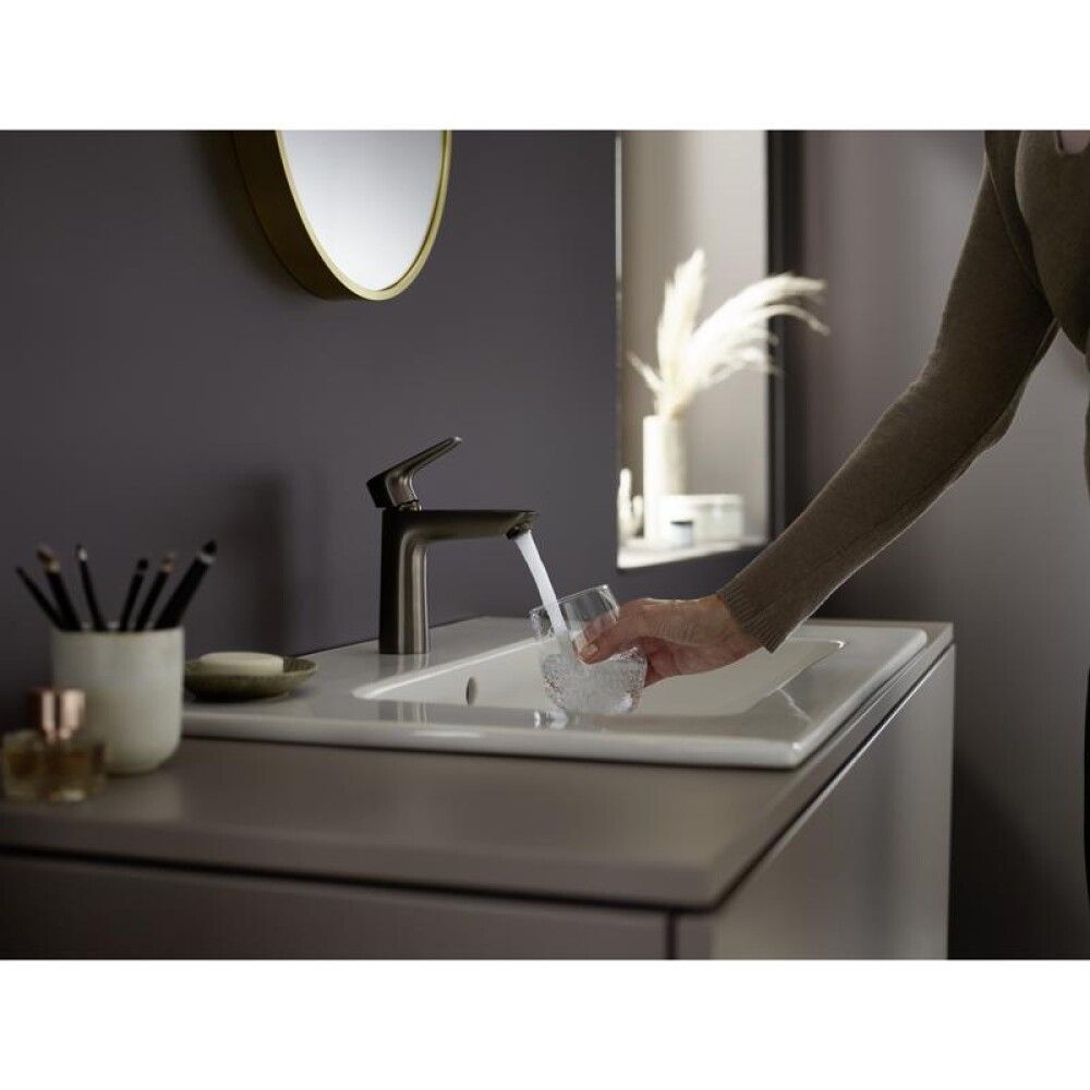 Handlaugartæki Hansgrohe Talis E110 Svart með botnventil