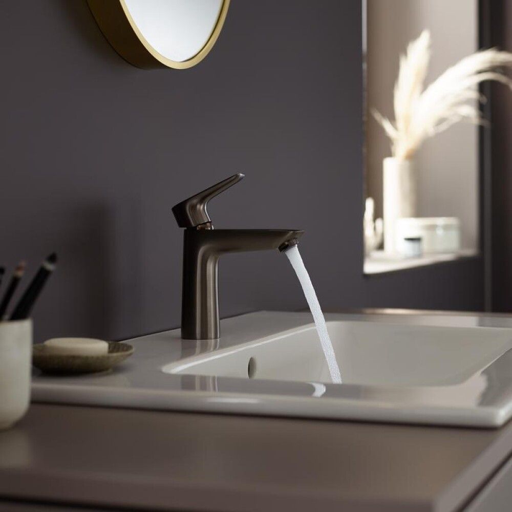 Handlaugartæki Hansgrohe Talis E110 Svart með botnventil