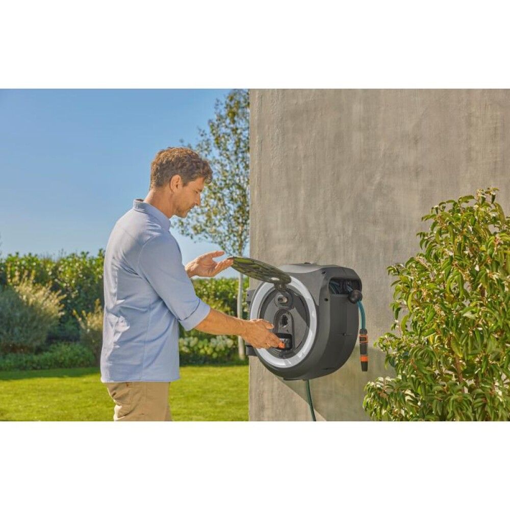 Slöngukefli 35m batterí Gardena Powerroll hvítt