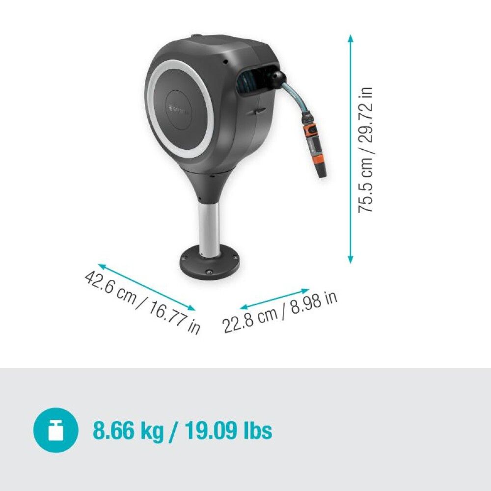 Slöngukefli á fæti 20m Gardena RollUp M hvítt