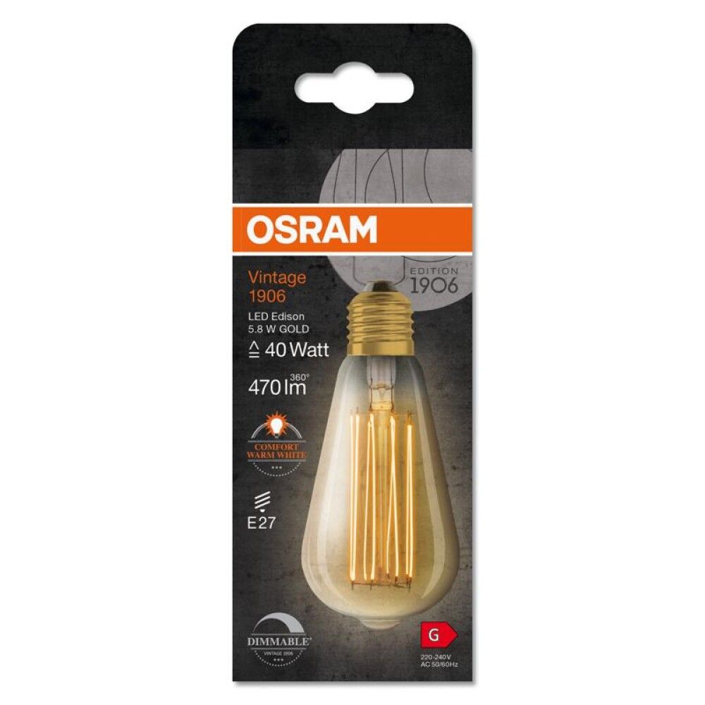 Skrautpera LED E27 2200K Osram 5,8W Ø6,4 mm