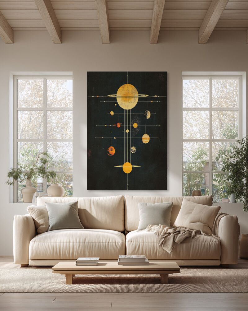 Hljóðvistarmynd sólkerfi dökk 1220x1800x20 mm InEx