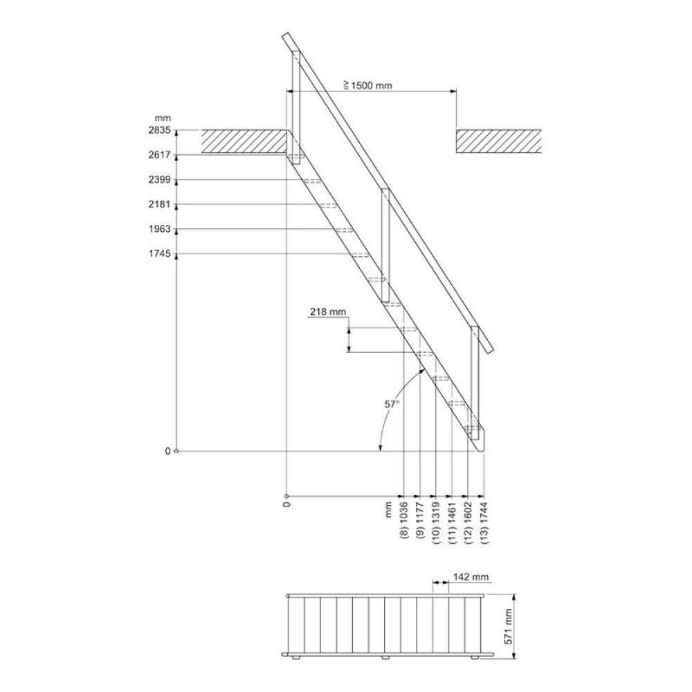 Risstigi Madrid 12 þrep 57x332,7cm Dolle