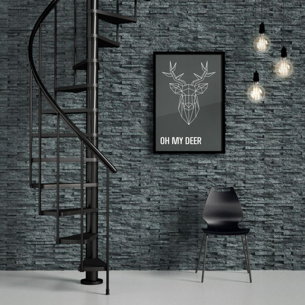 Hringstigi Ø140 cm 11 þrep 244-280 cm Calgary koksgrár