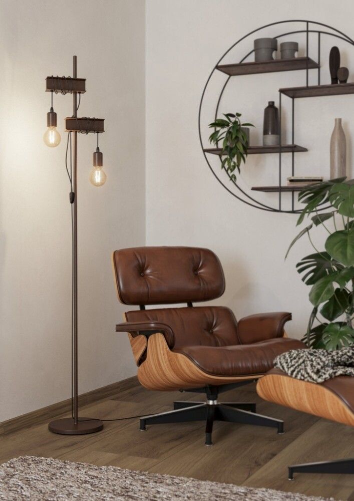 Gólfljós Townshend 4, E27, 10W frá Eglo, lengd 169cm, brúnt