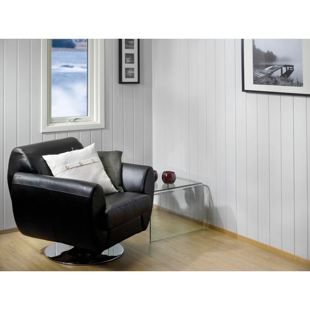 Lofta- og veggþiljur perlu hvítar  2390x620x11mm 2,87 m²