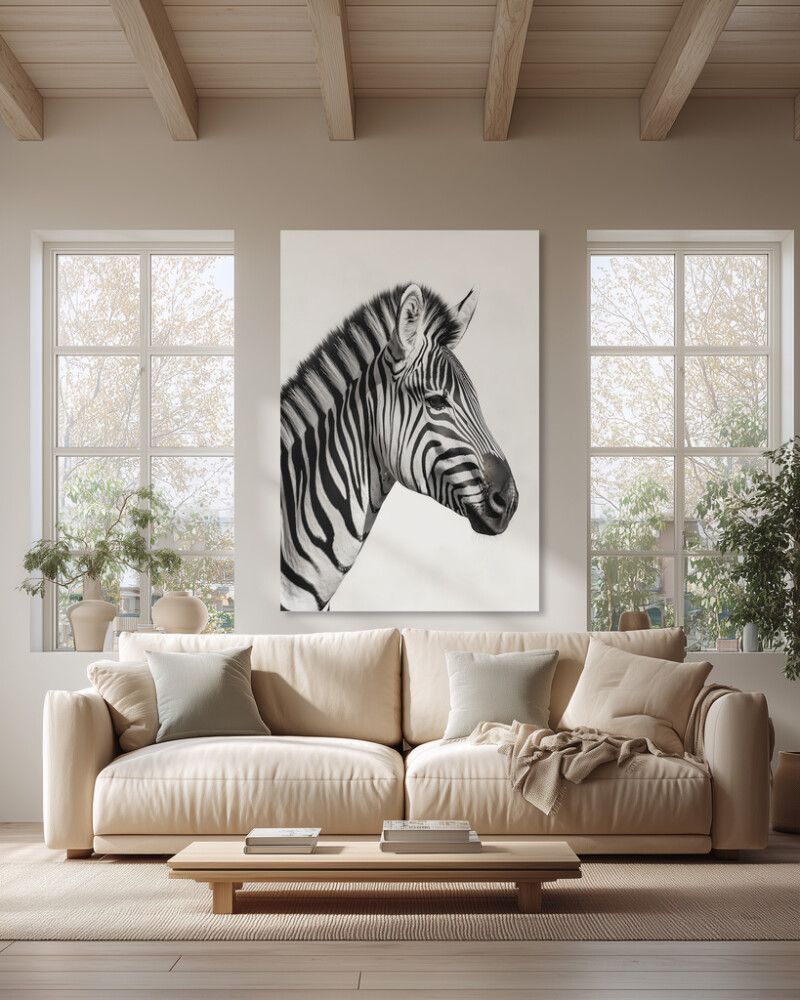 Hljóðvistarmynd sebrahestur svarthvítur 1220x1800x20 mm InEx